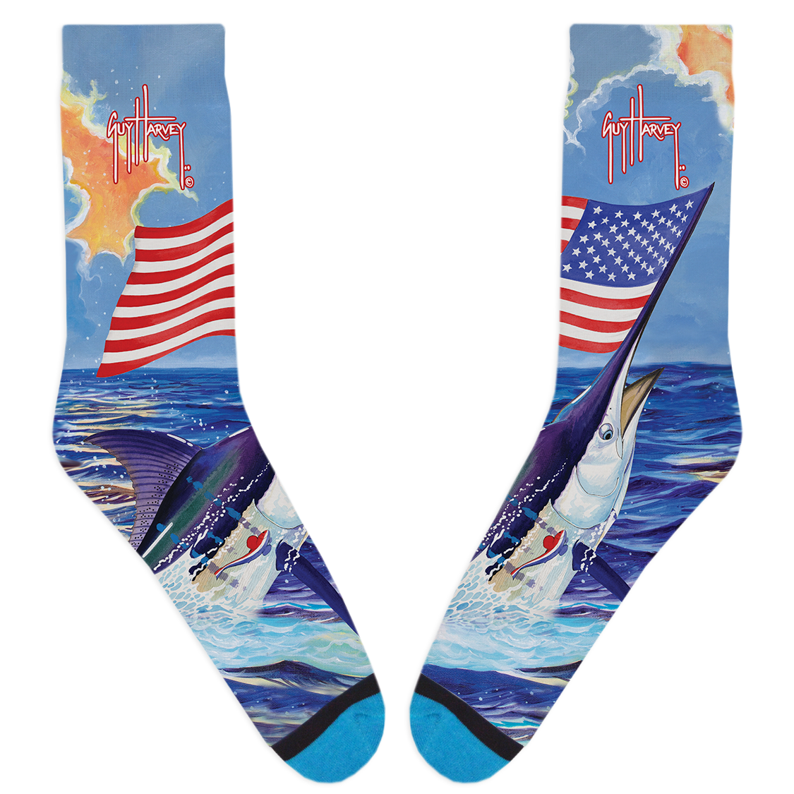 Guy Harvey Americana Marlin Socks View 1