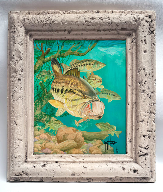"Largemouth Bass with Crayfish" Tile Art