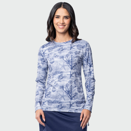 Eco Cast Sun Protection Ruched Top -Shell Wave