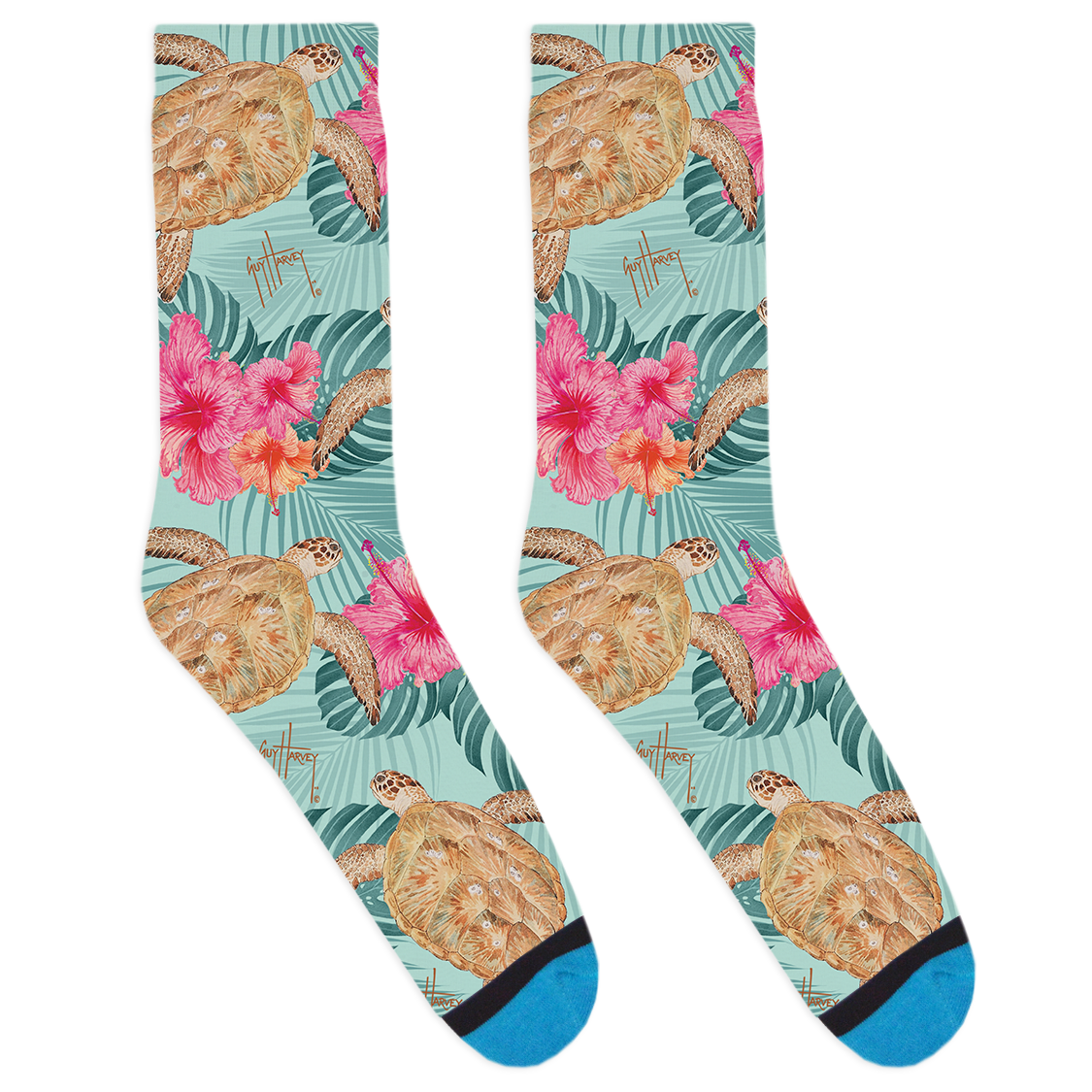 Guy Harvey Floral Turtle Socks View 1