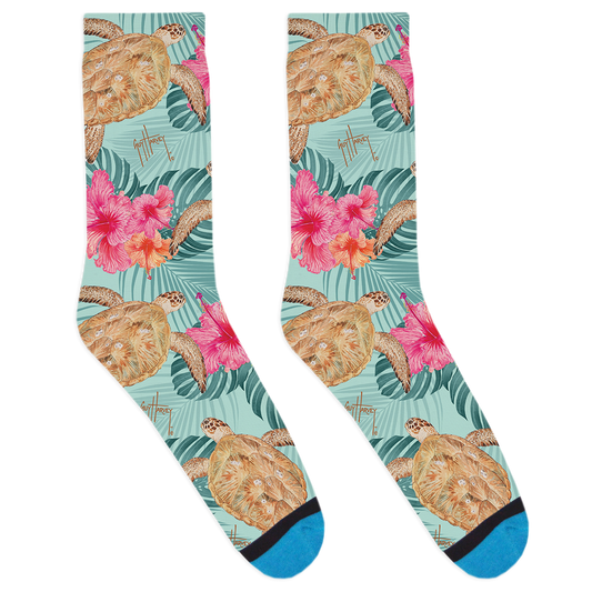 Guy Harvey Floral Turtle Socks View 1