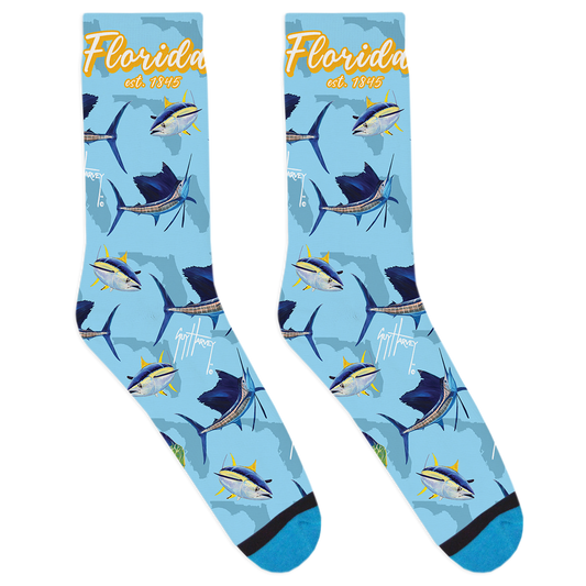 Guy Harvey Florida Collage Socks View 1