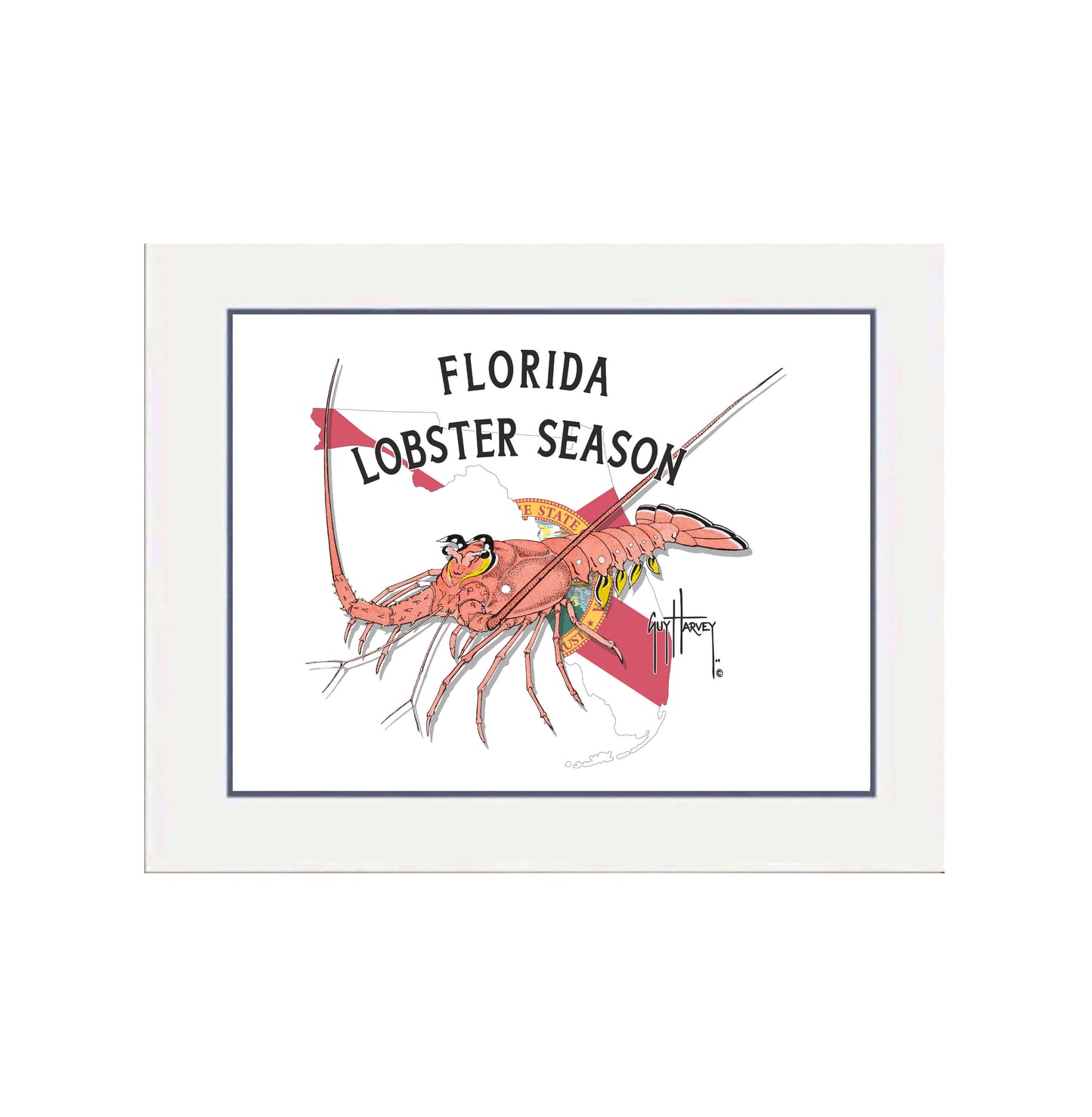Illustration of a lobster with 'Florida Lobster Season' text on a white background