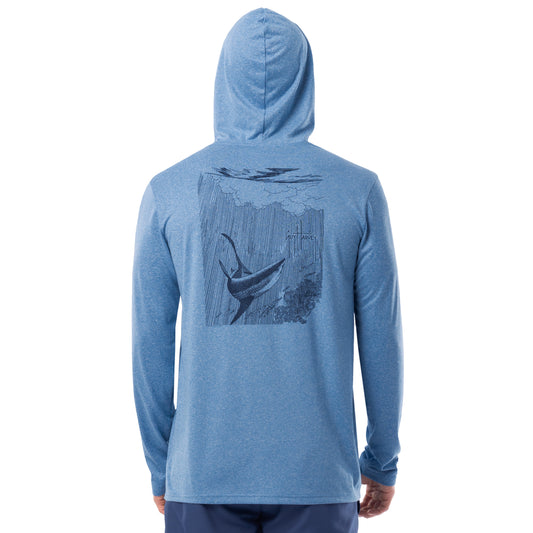 Men's Shark Sketch Long Sleeve Performance Hoodie