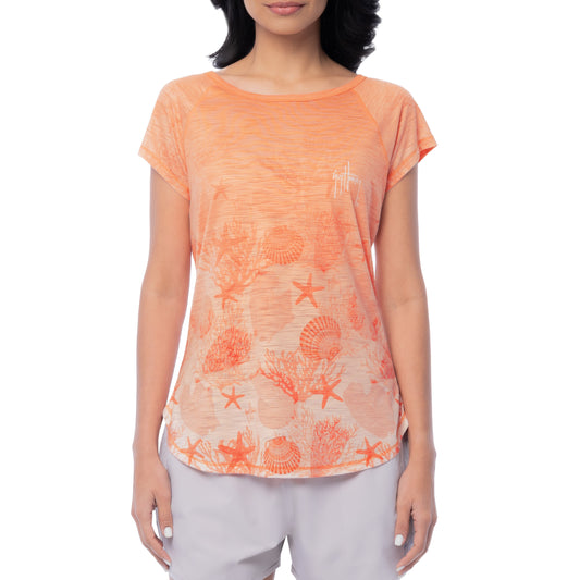 Women's Seashell Toille Short Sleeve Poly/Rayon Slub Top