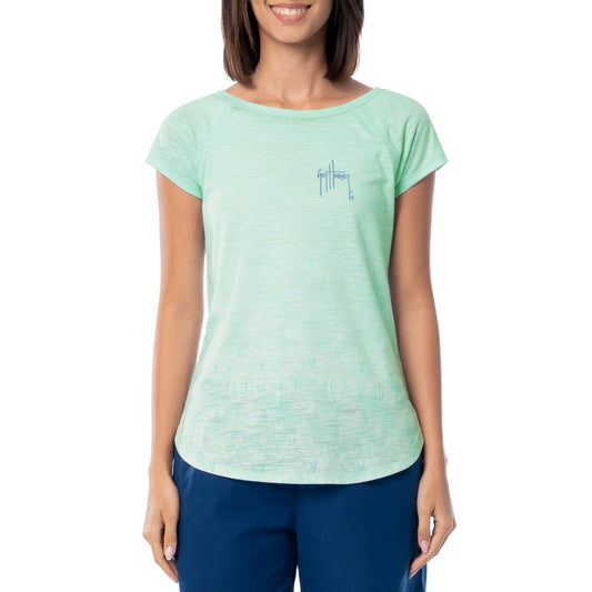 Women's Marble Turtles Short Sleeve Poly/Rayon Slub Top