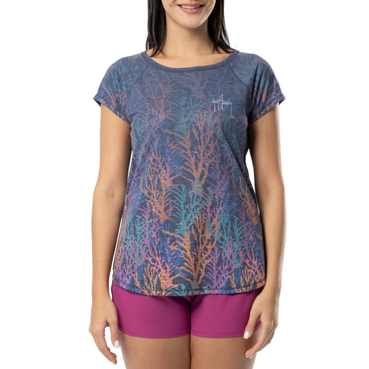 Women's Seashell Toille Short Sleeve Poly/Rayon Slub Top