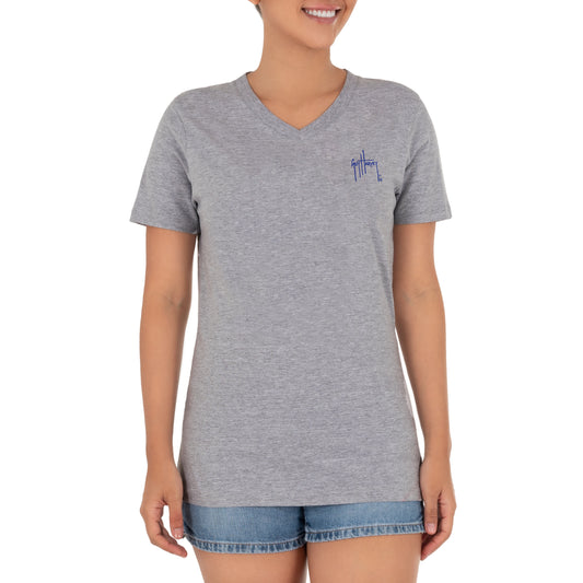 Women's Manatee Coral Short Sleeve V-Neck T-Shirt