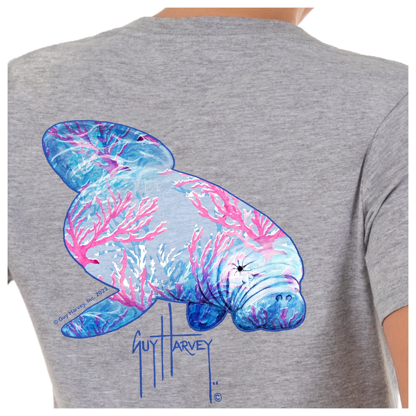 Women's Manatee Coral Short Sleeve V-Neck T-Shirt