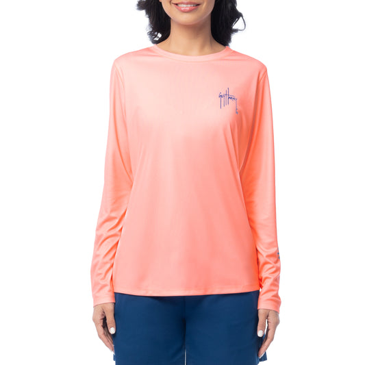 Women's Peach Solid Long Sleeve Sun Protection Shirt