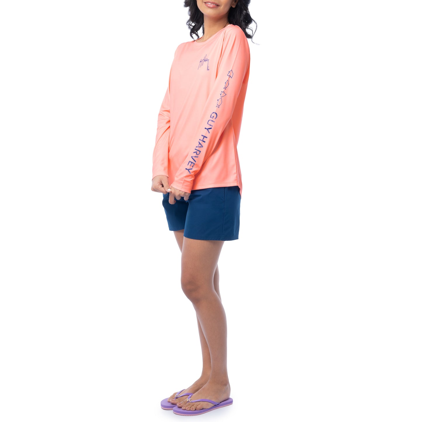 Women's Peach Solid Long Sleeve Sun Protection Shirt