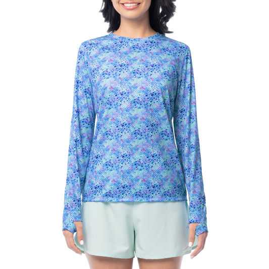 Women's Blue Scales Long Sleeve Sun Protection Top