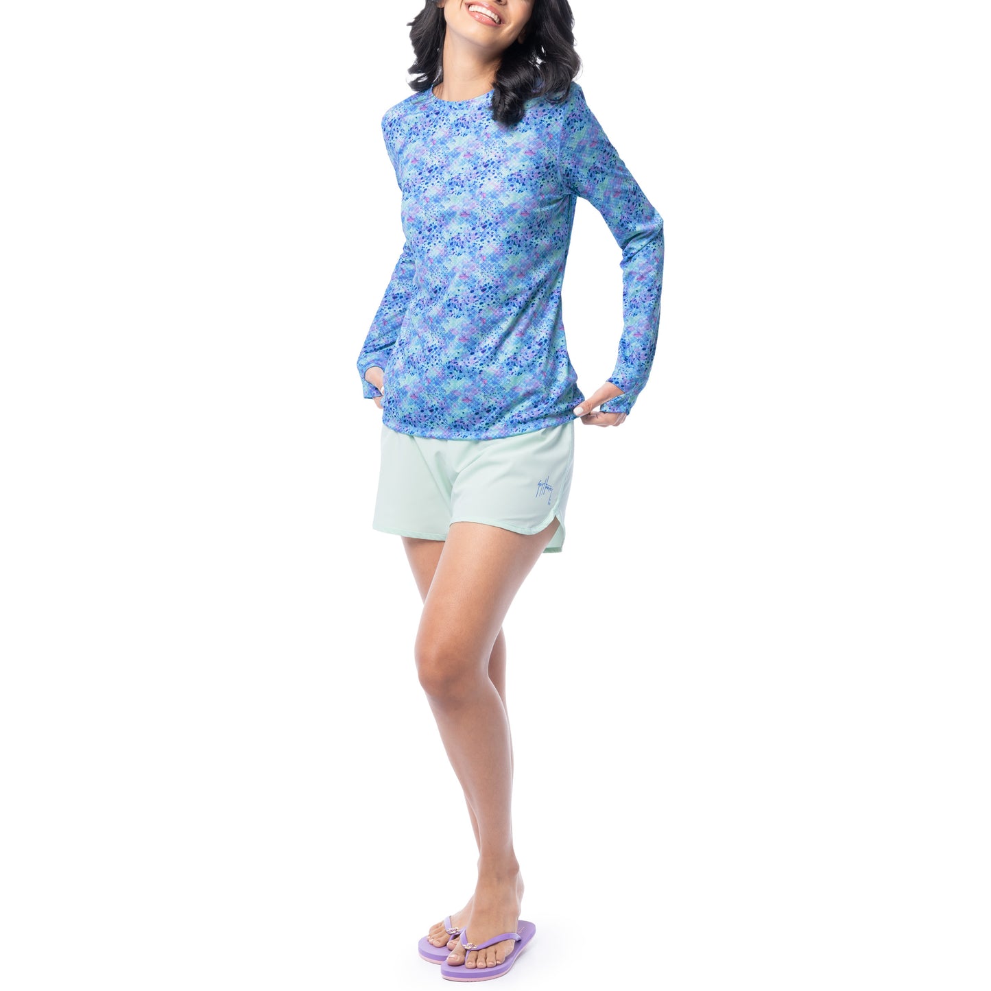 Women's Blue Scales Long Sleeve Sun Protection Top