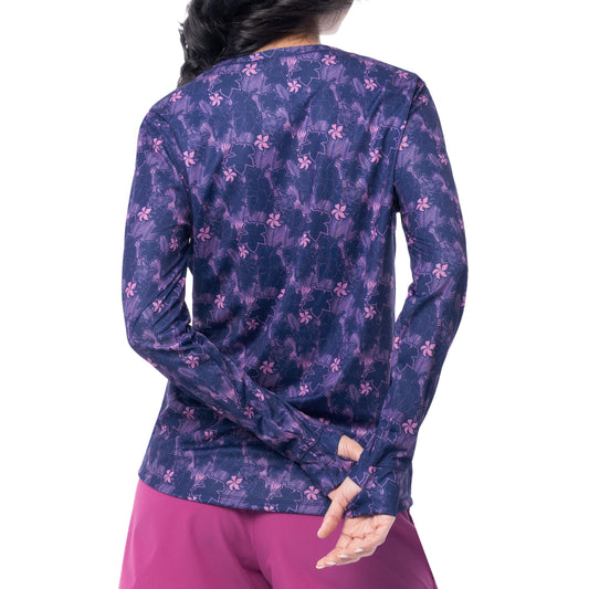 Women's Hibiscus Outline Long Sleeve Sun Protection Shirt