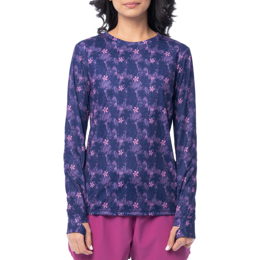 Women's Hibiscus Outline Long Sleeve Sun Protection Shirt
