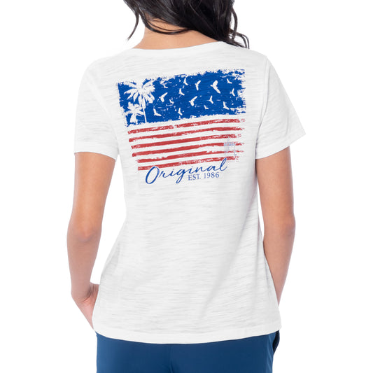 Women's Palm Tree Flag Relaxed V-Neck Top