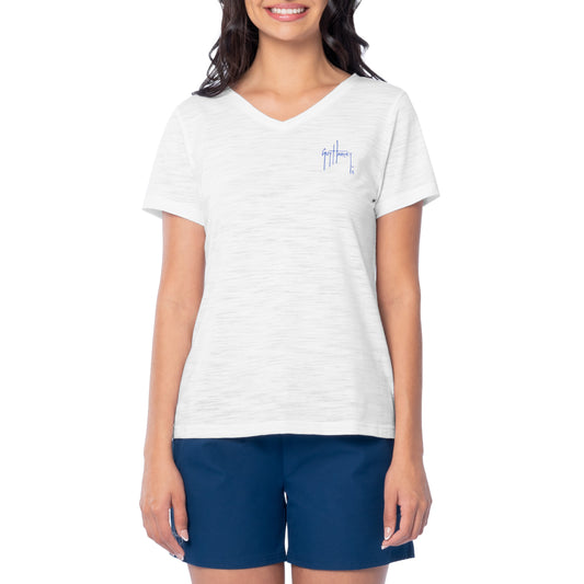 Women's Palm Tree Flag Relaxed V-Neck Top