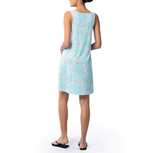 Women's Flamingo Leaves Round Hemp Tank Dress