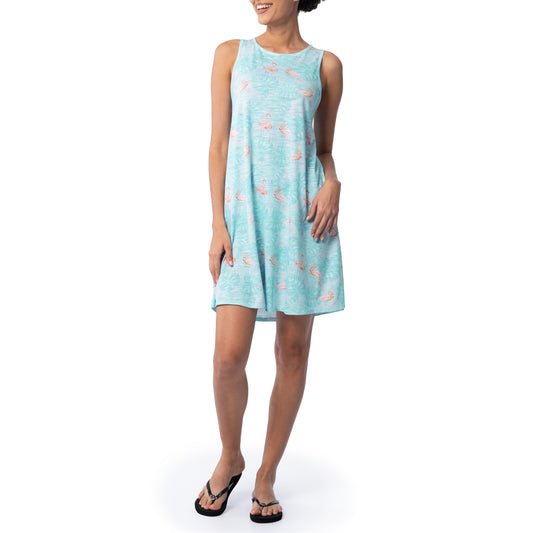 Women's Flamingo Leaves Round Hemp Tank Dress