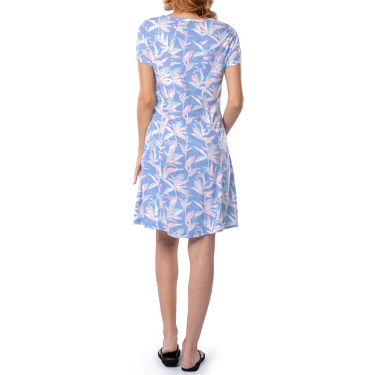 Women's Indigo Printed Scoop Dress