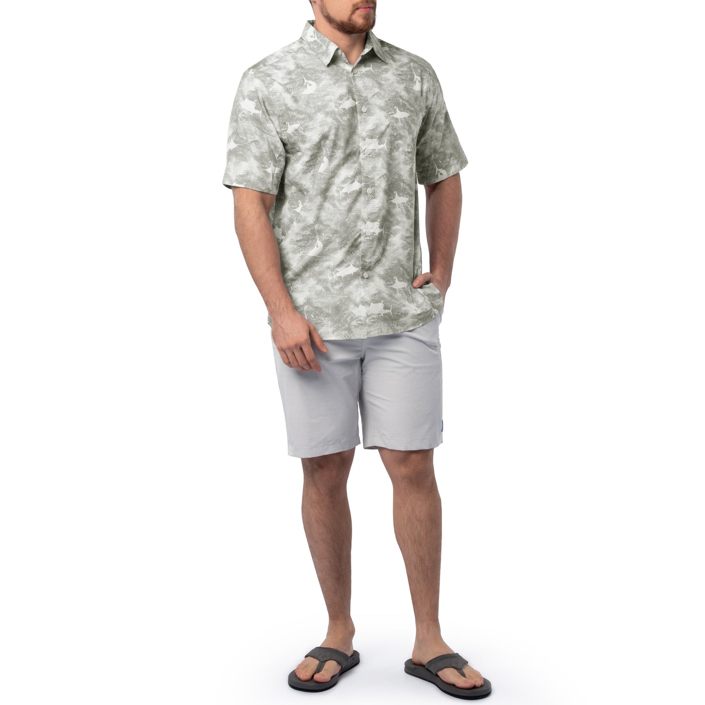 Men's Urban Palms White Performance Fishing Shirt