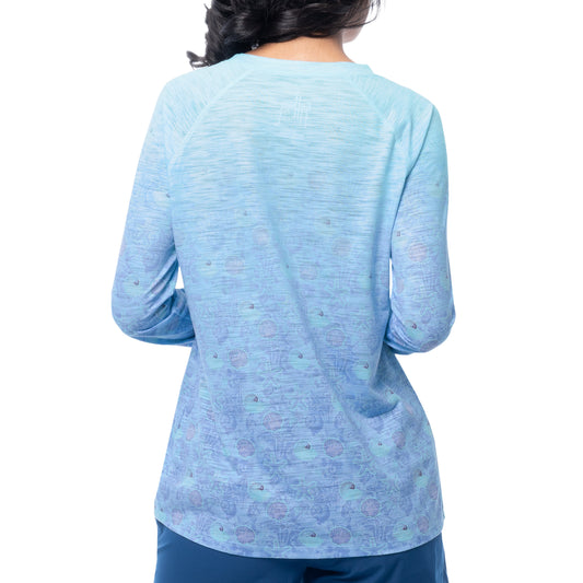 Women's Watercolor Shells Long Sleeve Raglan Slub Shirt