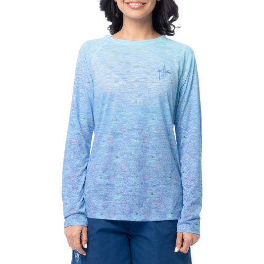 Women's Watercolor Shells Long Sleeve Raglan Slub Shirt