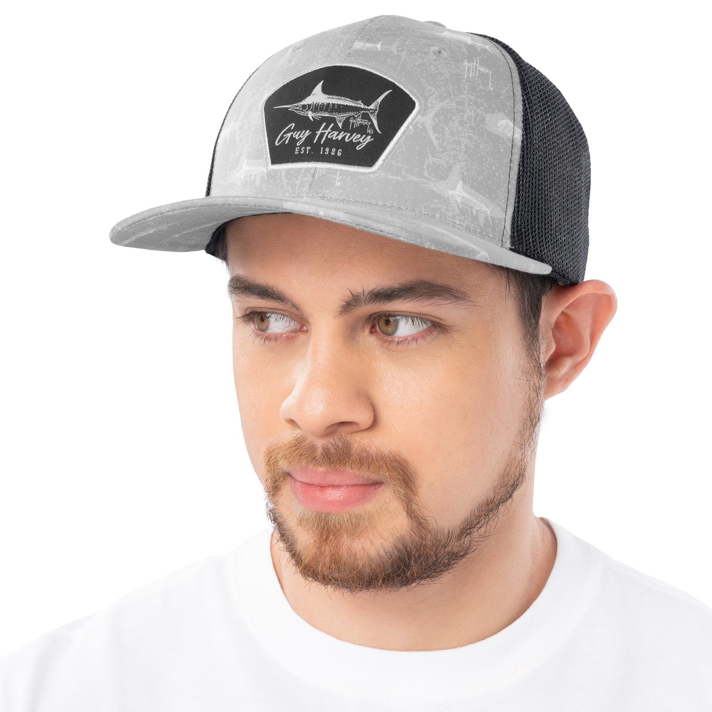 Men's Grey Double Vision Sublimated Trucker Hat
