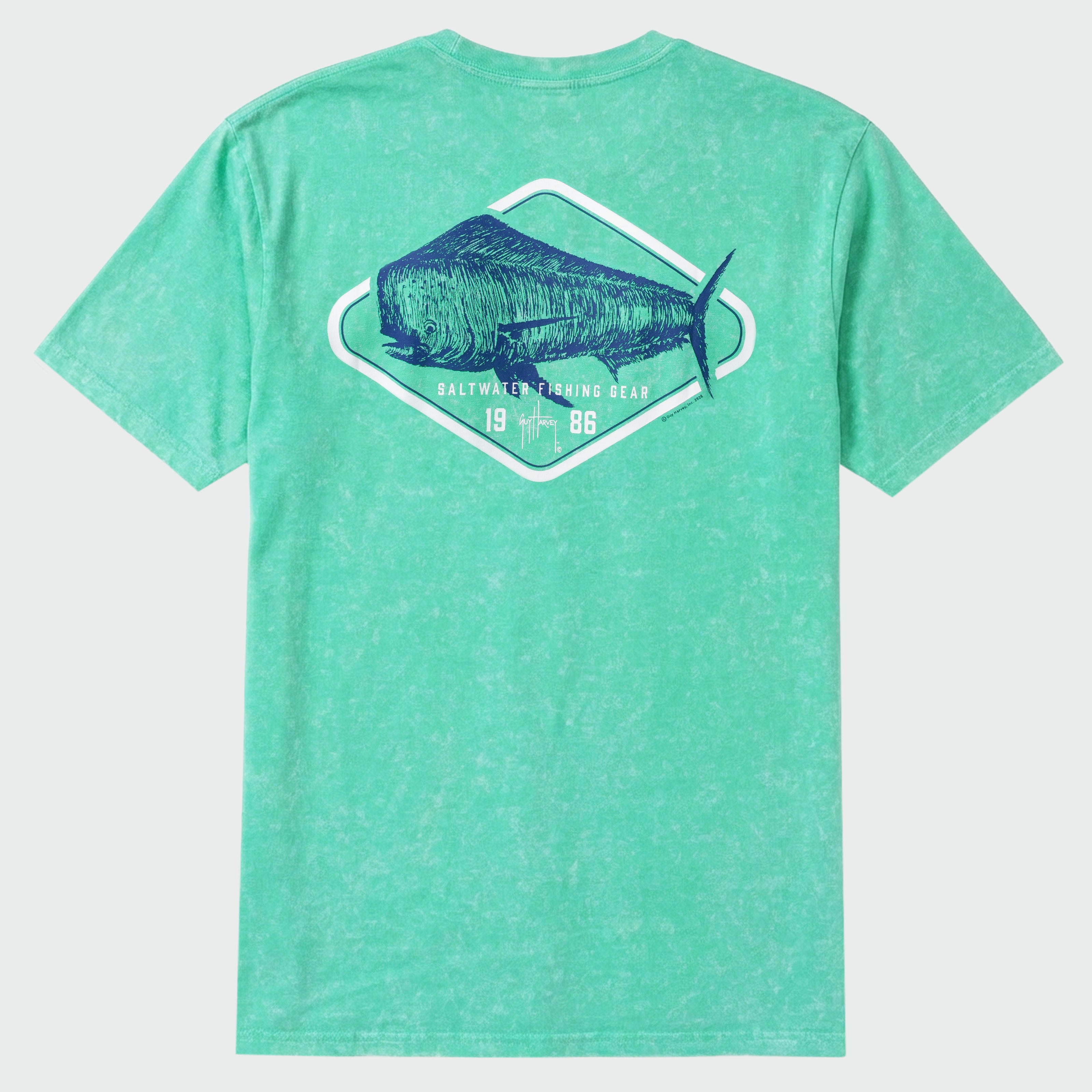 Mahi Scribe Coastal Washed Pocket Mahi Fishing Tee | Guy Harvey