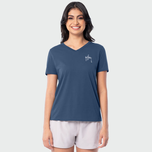 HarborLite V-Neck Tee - Floral Bills