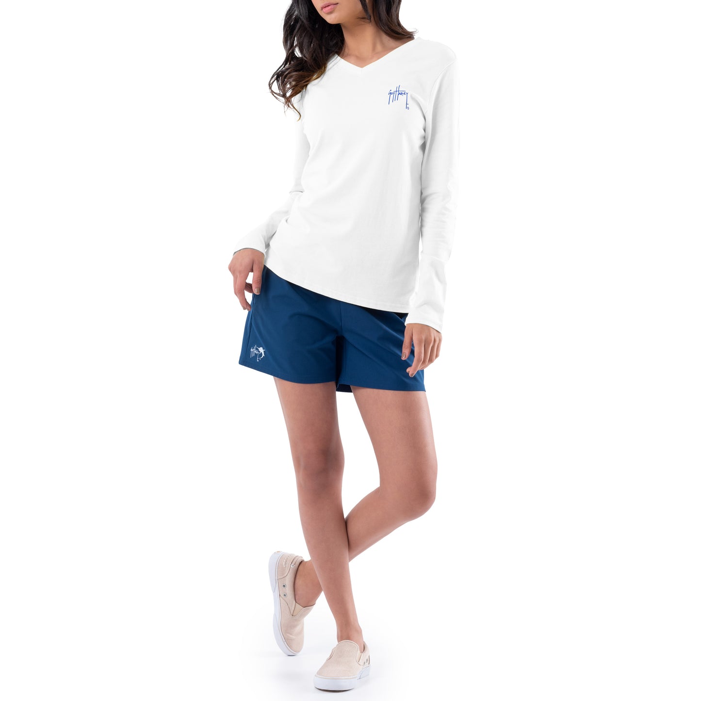 Women's Flag Floral Long Sleeve V Neck T-Shirt