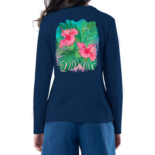Women's Floral Watercolor Long Sleeve V Neck T-Shirt