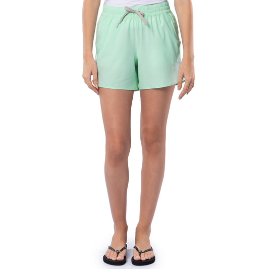 Women's Green Solid Short