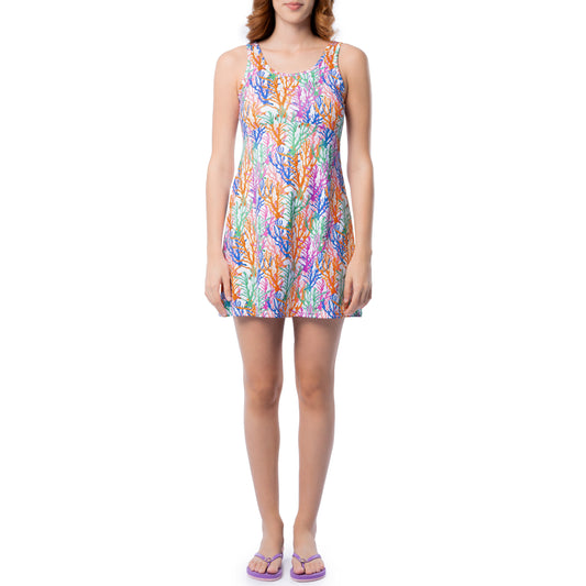 Women's Modern Coral Printed A-Line Dress