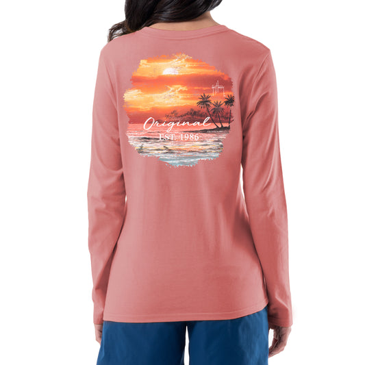 Women's Sunset Long Sleeve V Neck T-Shirt