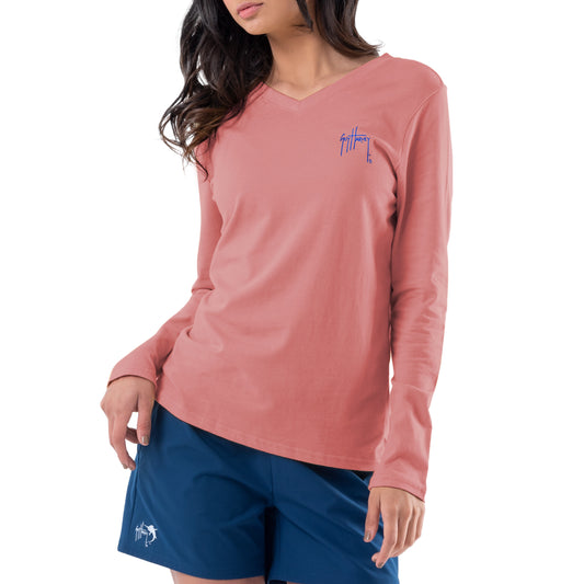 Women's Sunset Long Sleeve V Neck T-Shirt