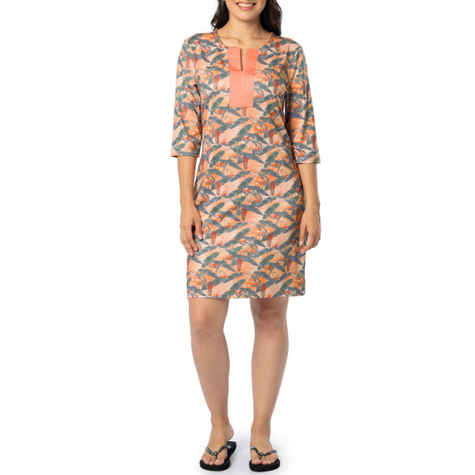Women's Tropical Garden Printed Tunic Dress