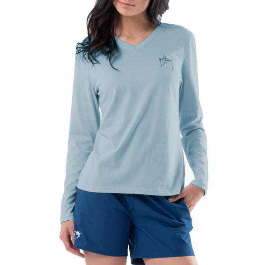 Women's Tropical Long Sleeve V Neck T-Shirt