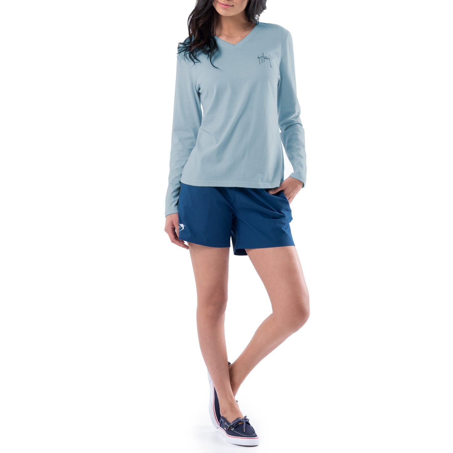 Women's Tropical Long Sleeve V Neck T-Shirt