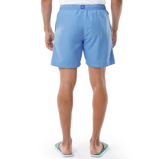 Men's Light Blue Solid 7" Swim Trunks