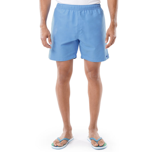 Men's Light Blue Solid 7" Swim Trunks