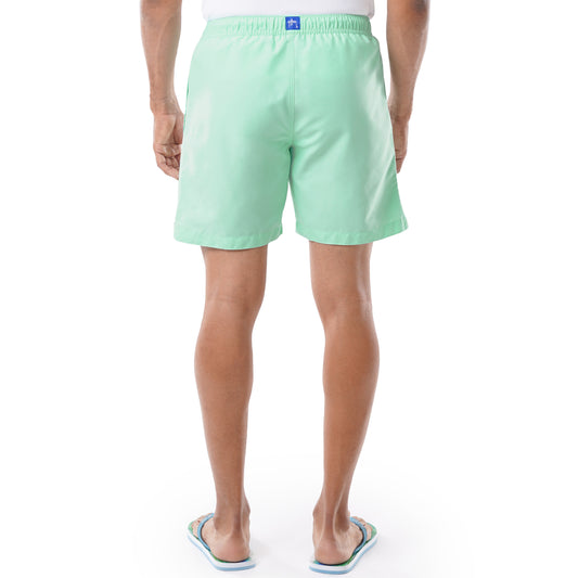 Men's Light Green Solid 7" Swim Trunks