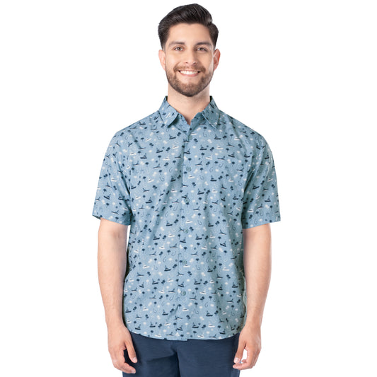 Men's Nautical Palms Printed Performance Fishing Shirt