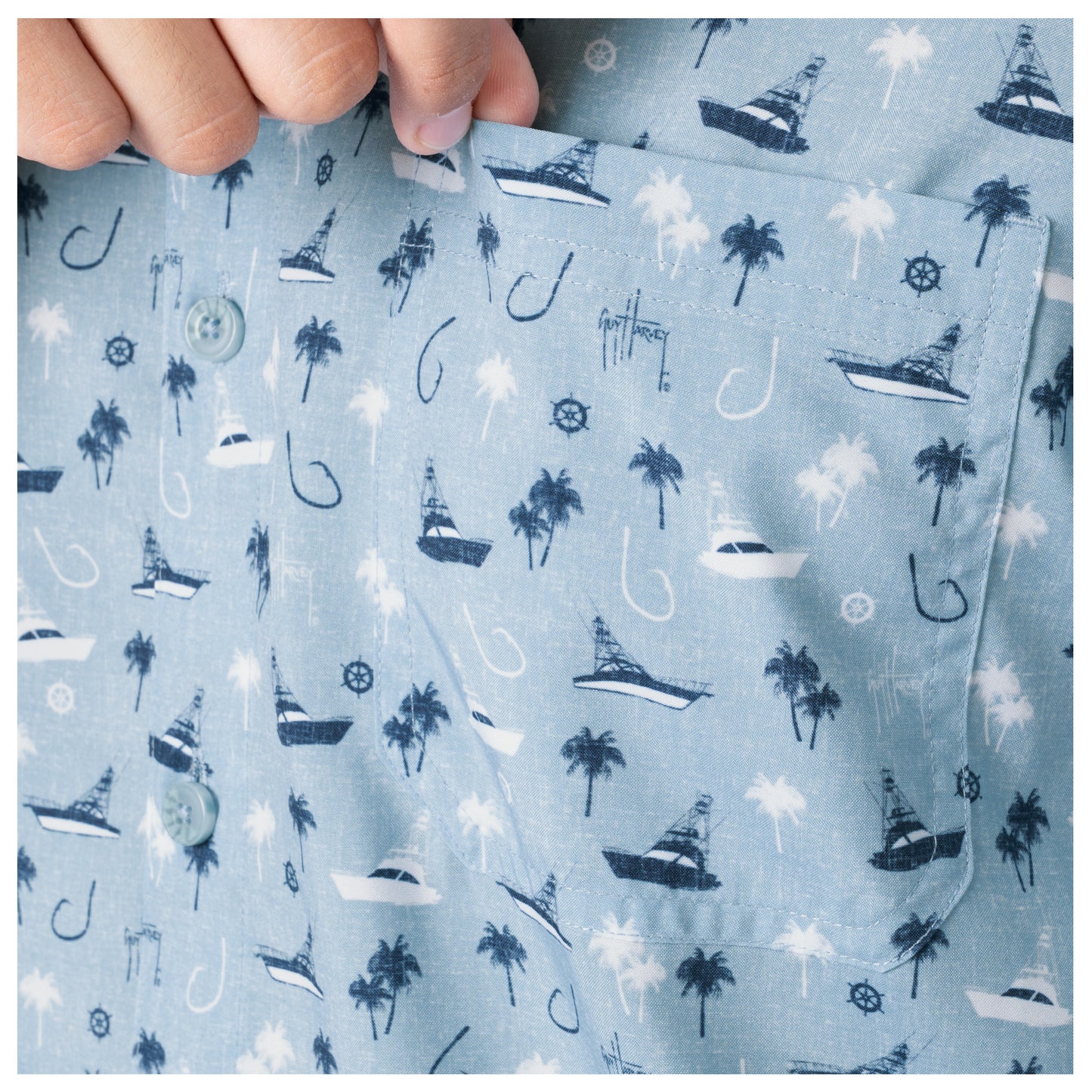 Men's Nautical Palms Printed Performance Fishing Shirt