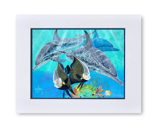 "Spotted Porpoise with French Angels" Mini Print