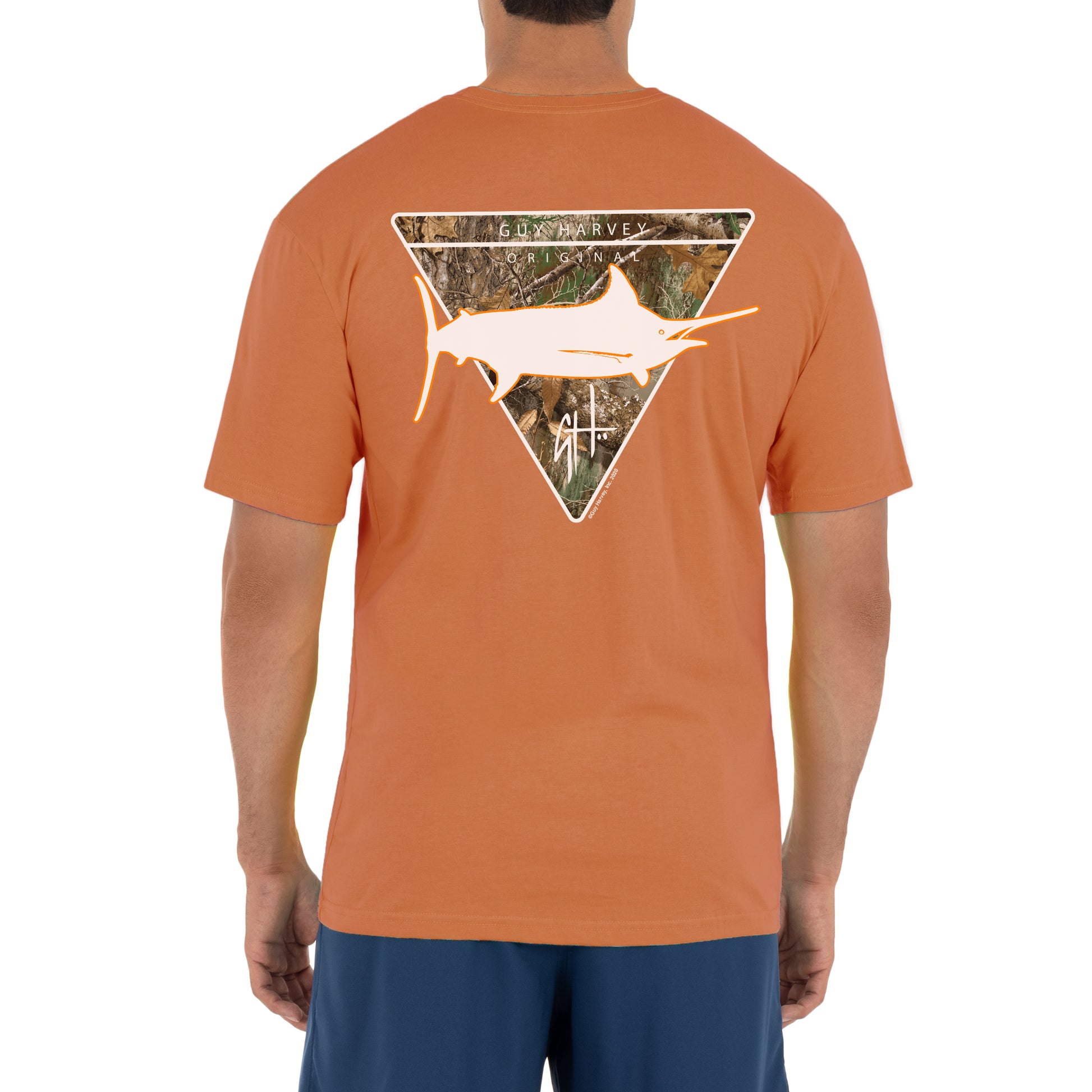 Men's Jumping Marlin II Realtree Orange Short Sleeve Pocket T-Shirt View 1