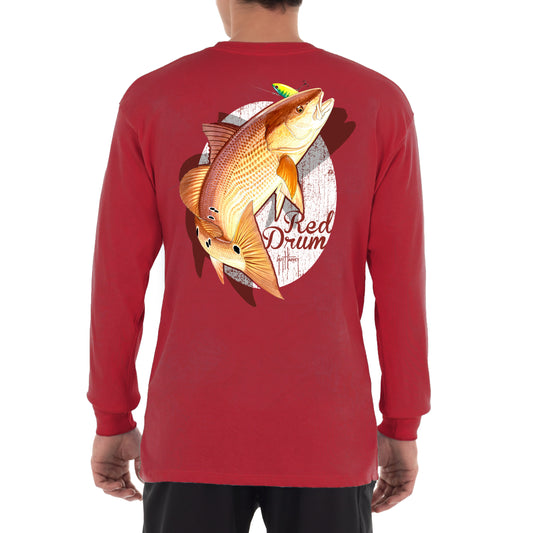 Men's Red Drum Long Sleeve Red T Shirt View 1