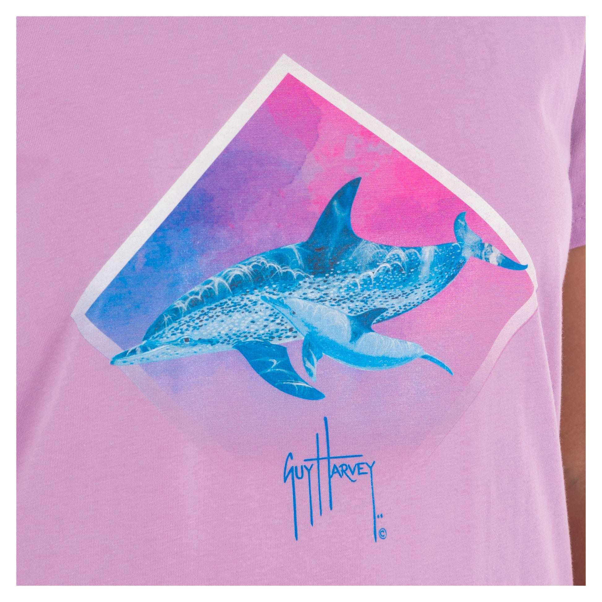 Ladies Dolphin Paradise Short Sleve Crew Neck T-Shirt View 4