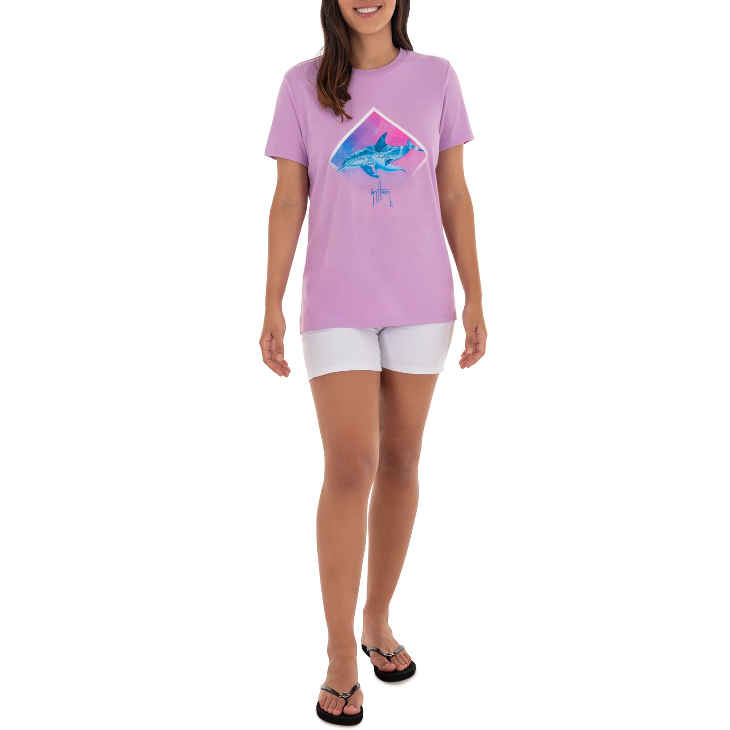 Ladies Dolphin Paradise Short Sleve Crew Neck T-Shirt View 5