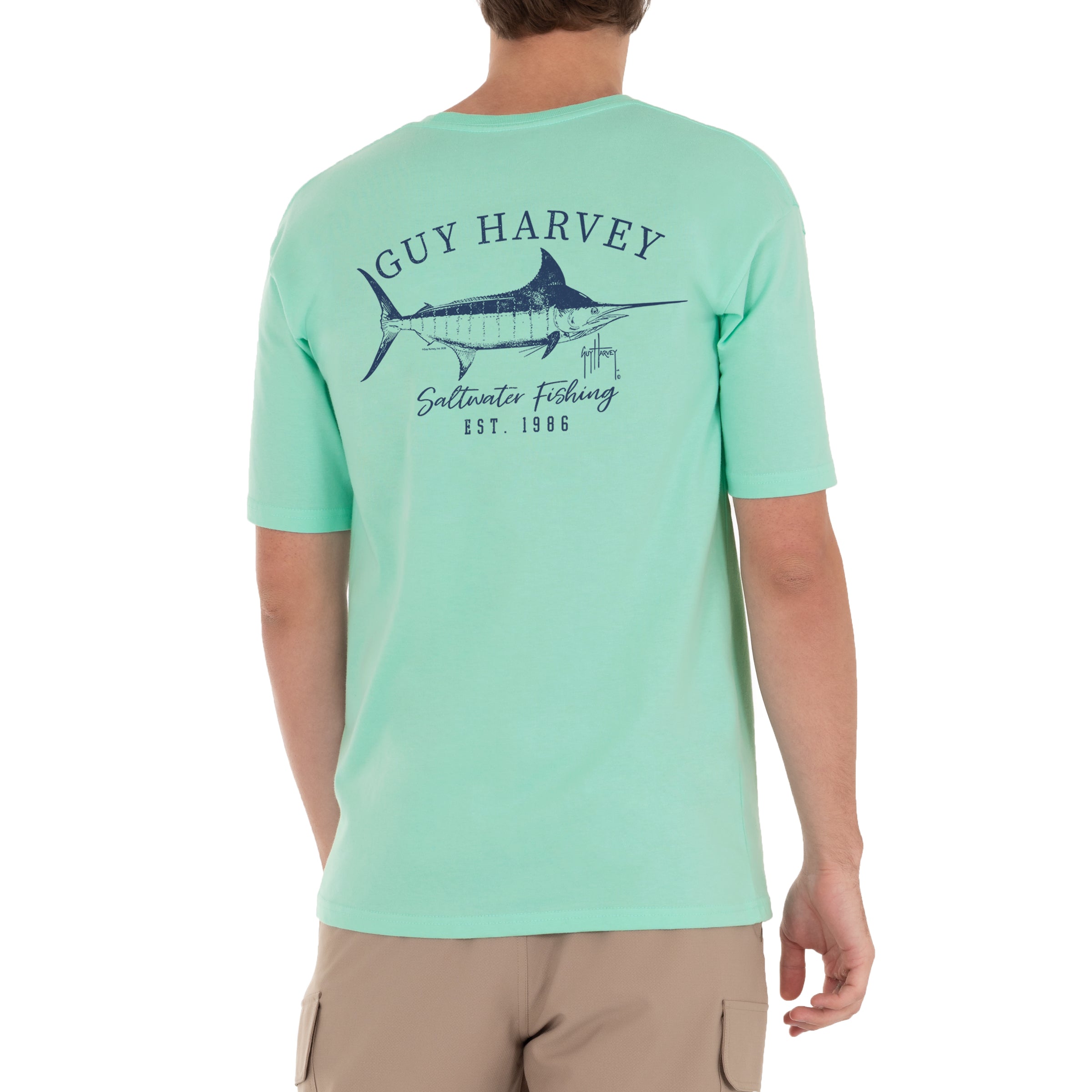 Guy Harvey | Men's Short Sleeve Marlin Sketch T-Shirt, Small